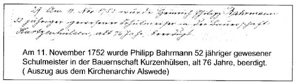 Auszug Kirchenbuch